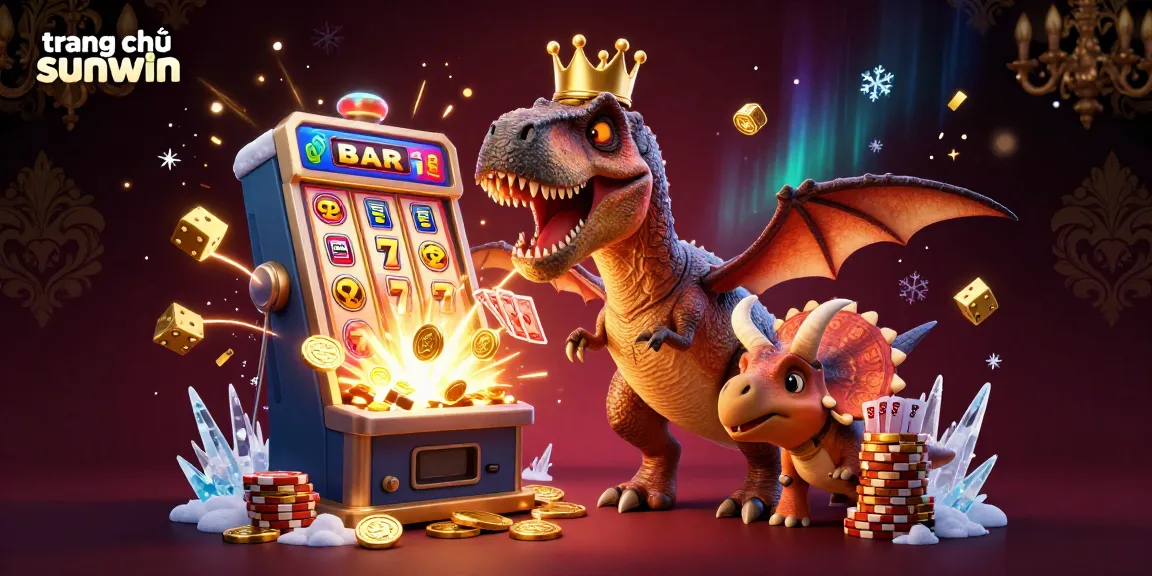 Experience the vibrant world of trang chủ sunwin with T-Rex, pterodactyl, and triceratops at a dynamic casino.
