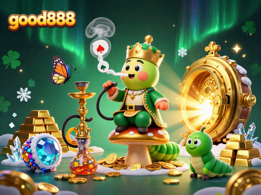 Experience vibrant gambling with good888 in a colorful, dazzling casino-themed illustration.