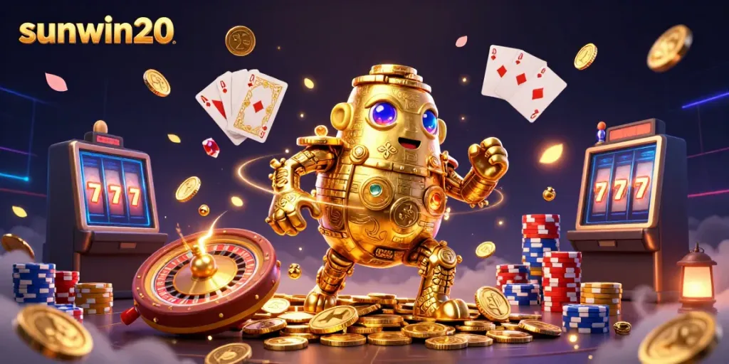 Experience the excitement of sunwin20 casino games with dazzling golden golems and dynamic slot scenes.