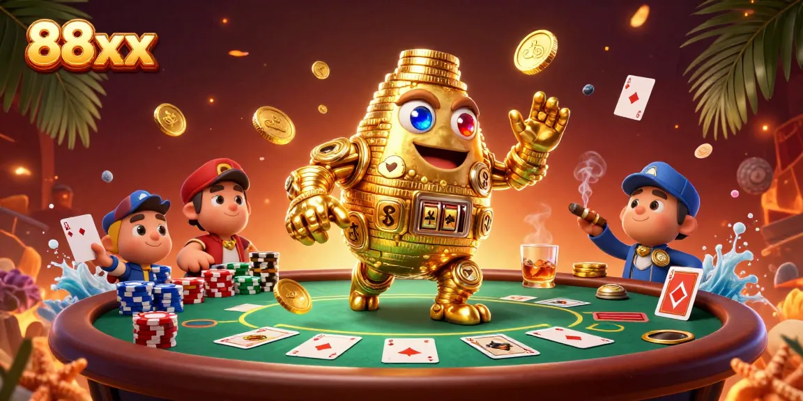 Engage in thrilling 88xx casino action with a vibrant scene highlighting poker chips and community cards.